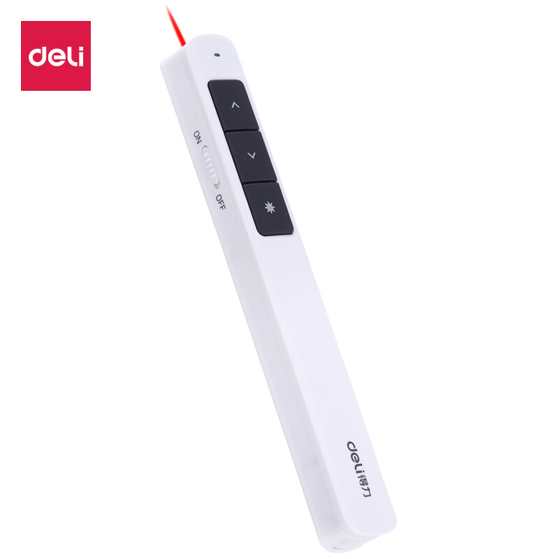 Deli red light 100m laser projection pen ppt page turning pen wireless demonstrator white 2808p
