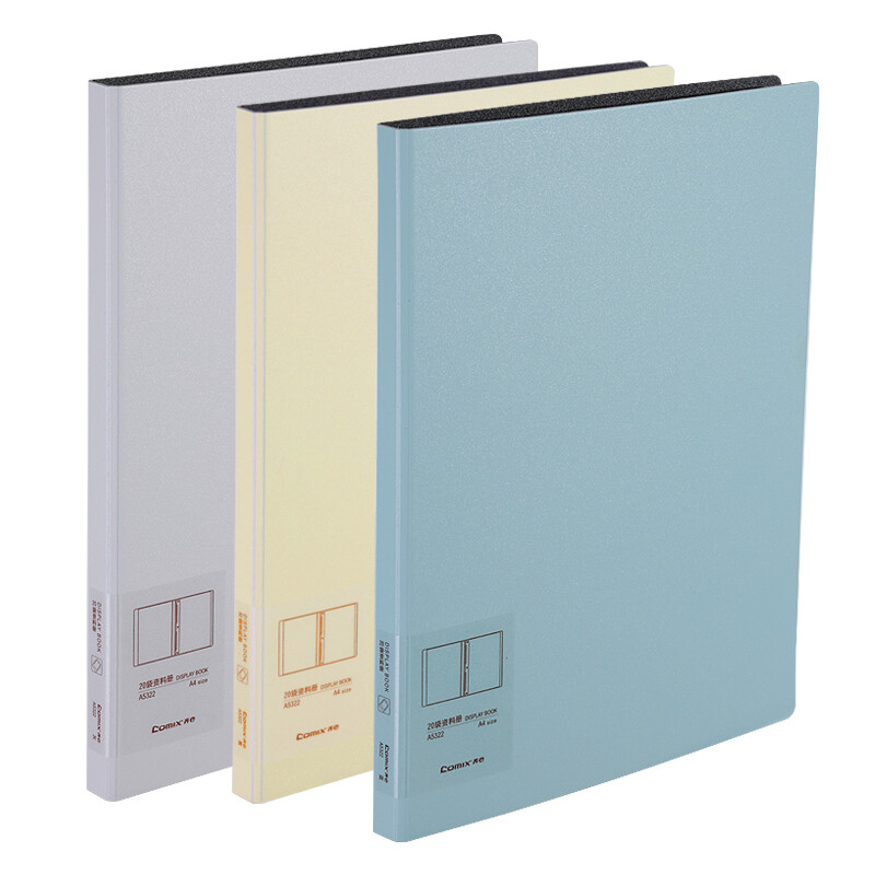Comix A4 simple data book insert folder 20 page document book a5322 yellow
