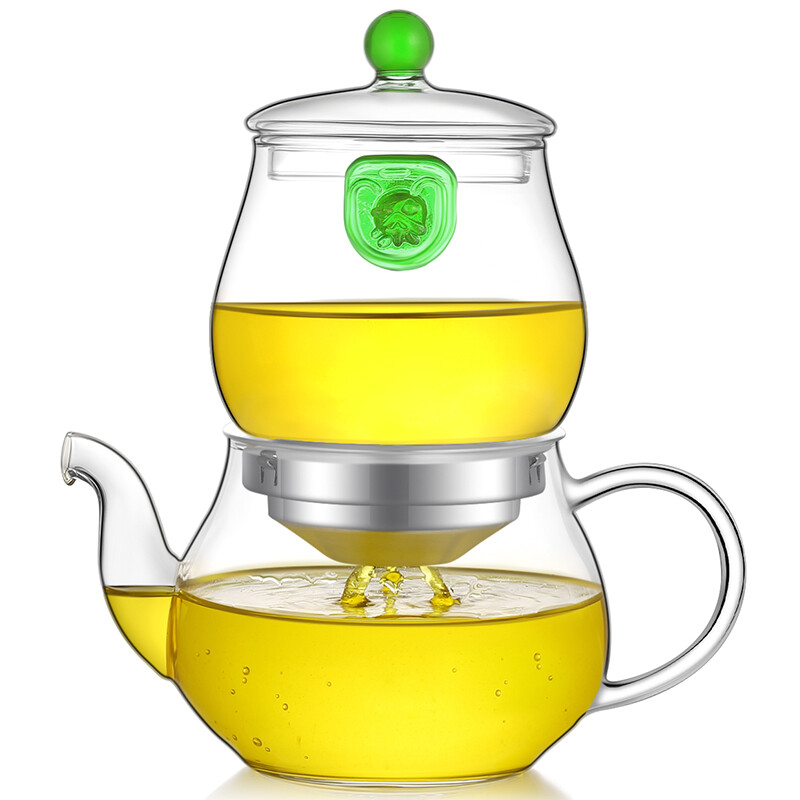 Weicheng easy brewing pot express cup heat-resistant glass tea soup separation tea pot device anti scalding stainless steel filter long mouth easy brewing pot tea set exquisite pot elegant cup exquisite 260ml green kf-c261