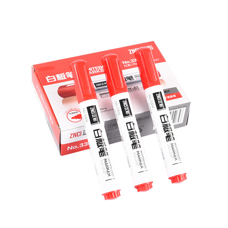 Positive color (znci) erasable and easy to wipe whiteboard pen water-based pen office stationery 10 pieces / box 3304 red