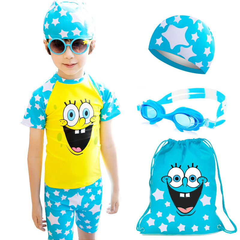 Youyou children's swimsuit sunscreen UPF50 SpongeBob children's swimsuit men's and women's medium and large children's swimsuit quick drying 37215 3XL