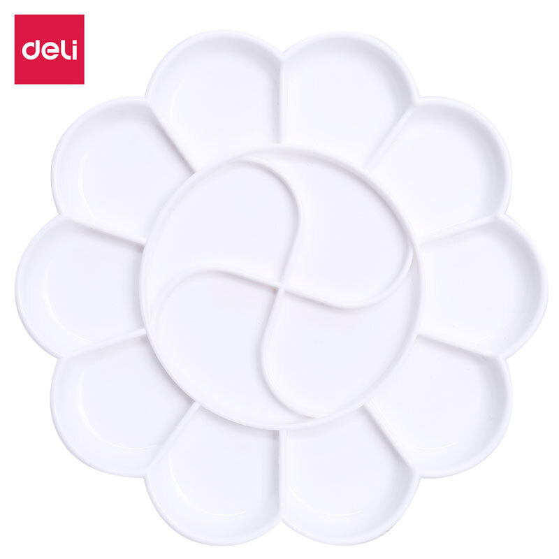 Deli 9403 high quality 14 grid plastic plum blossom large gouache pigment palette / palette / palette