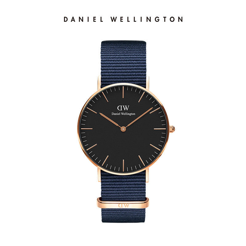 Daniel Wellington's new DW women's watch 36mm Phnom Penh black disc Blue Nylon weave ultra-thin women's quartz watch (dw00100281)