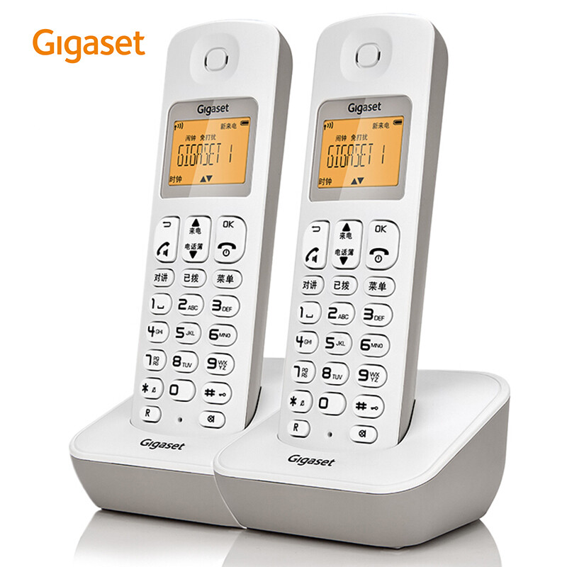 Gigaset original Siemens brand telephone a190l digital cordless telephone one drag one Chinese display double hands-free screen backlight home office landline sub master set (Rock white)