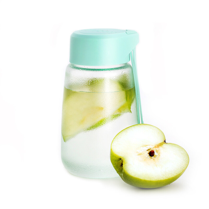 Unibott glass water cup portable lovely flower tea cup fruit juice cup anti scald handy cup female student Korean creative trend Dole mint 380ml