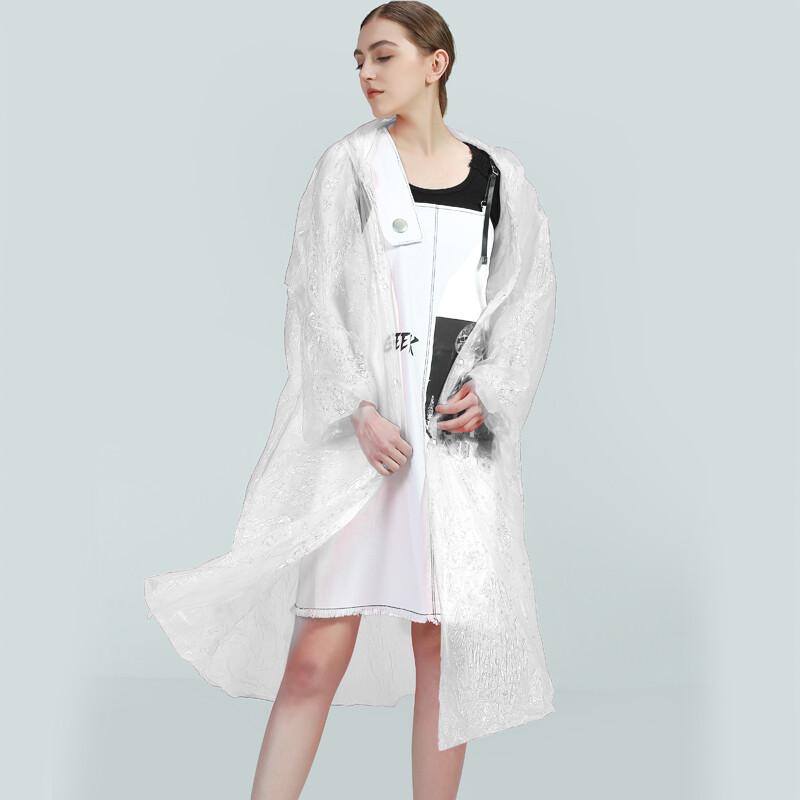 Xinqin disposable raincoat brand new material four button thickened 6 silk poncho outdoor mountaineering trip disposable poncho men's and women's rain gear can be reused 2 white