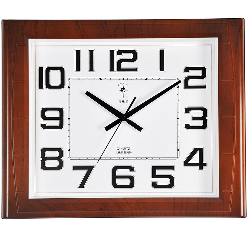 Polaris Polaris wall clock living room silent clock large square perpetual calendar quartz clock classic simple calendar clock wall clock 19 inch 6811 wood grain
