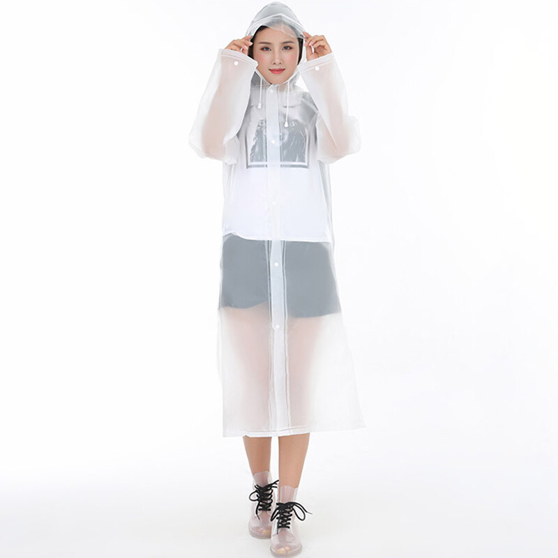 Bangini EVA long non disposable hooded raincoat raingear backpackable thickened poncho outdoor mountaineering travel non disposable poncho men's and women's raingear reusable white L