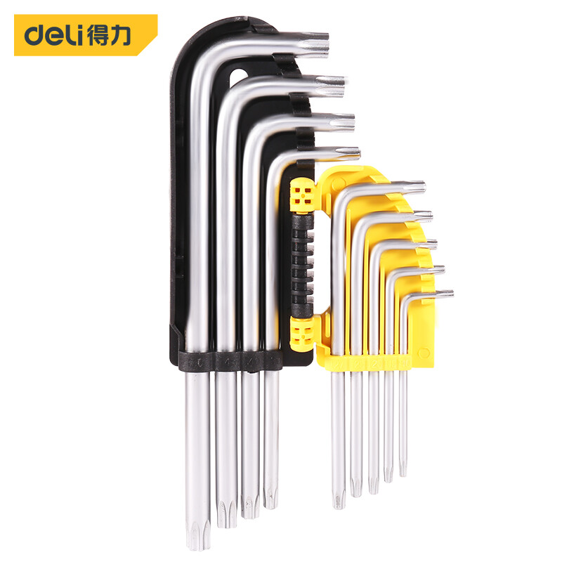 Deli long medium hole pattern hexagon socket wrench set chrome vanadium steel L-shaped hexagon socket screwdriver wrench 9-piece set dl2177