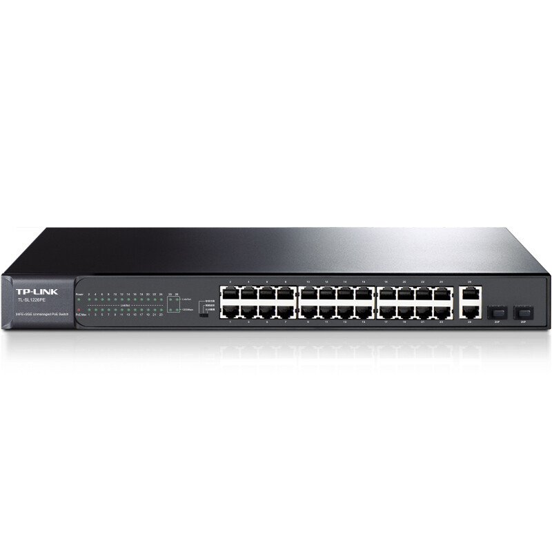 TP-LINK sl1226pe 24 port 100m Poe switch 2 Gigabit ports + 2 gigabit optical ports