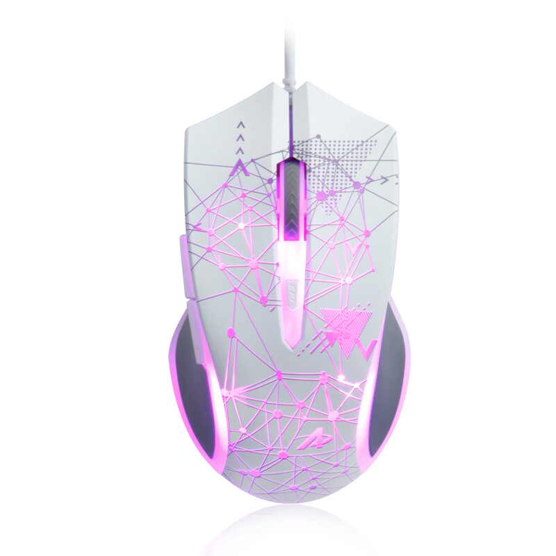 Ajazz aj119 RGB backlight white game mouse wired video game Jedi survival chicken eating auxiliary mouse hero League lol