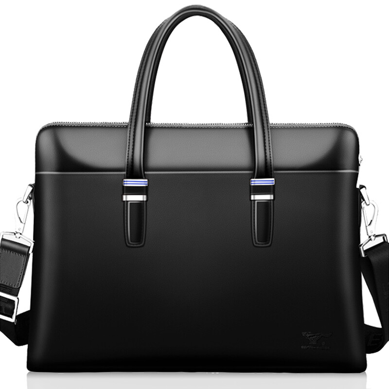 Seven wolves men's business briefcase fashion horizontal single shoulder bag handbag top leather men's bag large bag 1a2264013-01 black