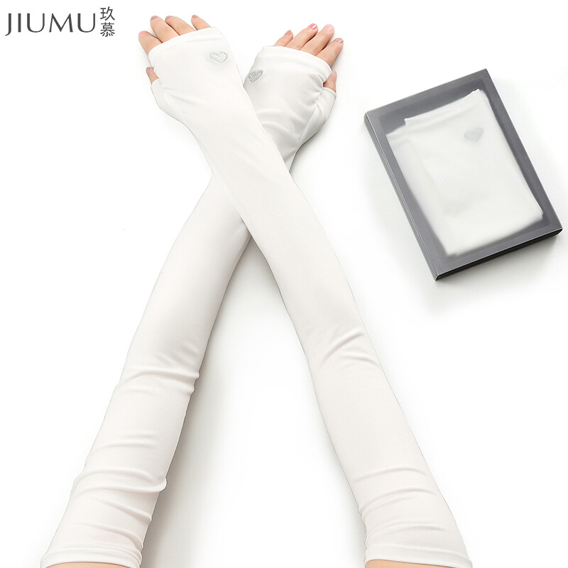 Jiumu sunscreen sleeve gloves ice sleeve refers to protective sleeves for men and women in summer driving and outdoor sports anti ultraviolet cold and breathable bx001 white heart embroidery