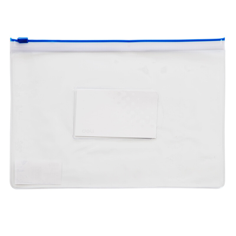 Deli 5524 A5 transparent waterproof zipper bag / document bag / data file 12 pieces