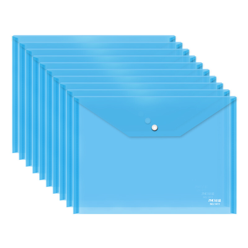Positive color (znci) A4 transparent snap file bag / data bag / file bag office supplies stationery 10 packs 1411 blue