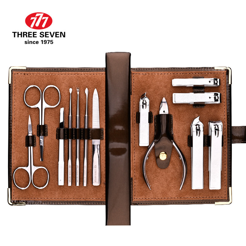 777 (three seven) Nail Clipper Set Nail Clipper Manicure Beauty Care Set 13 PCs nts-6027 Mocha Brown (imported)