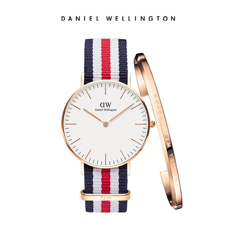 Daniel Wellington DW watch 36mm colorful nylon women's quartz watch dw00100030 + women's Bracelet (gift box)