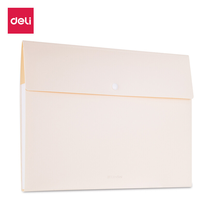 Deli lesu series 8 grid A4 snap file bag information bag organ bag student test paper storage bag tender yellow 72456
