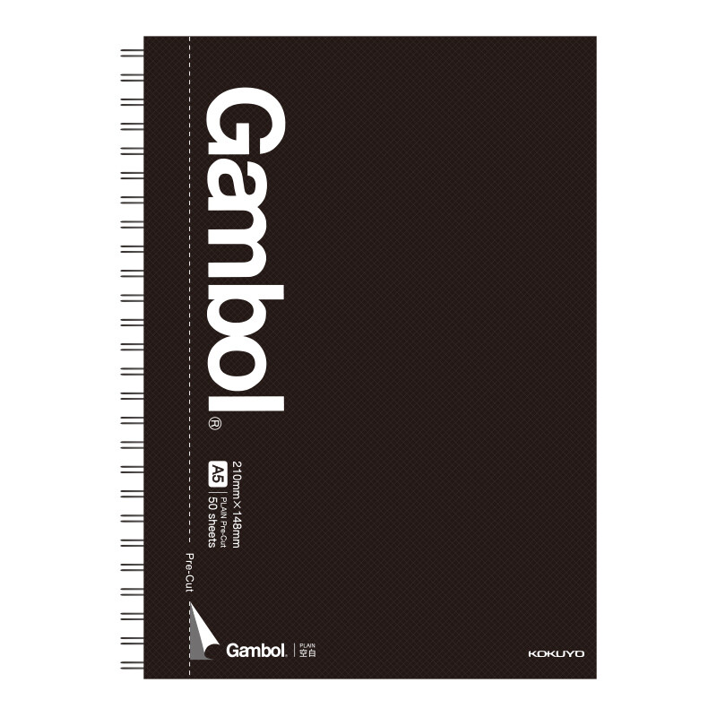 Kokuyo student office gambol advanced series double spiral binding notebook easy to tear blank A5 / 50 pages 4 books / bag black wcn-gtn3556