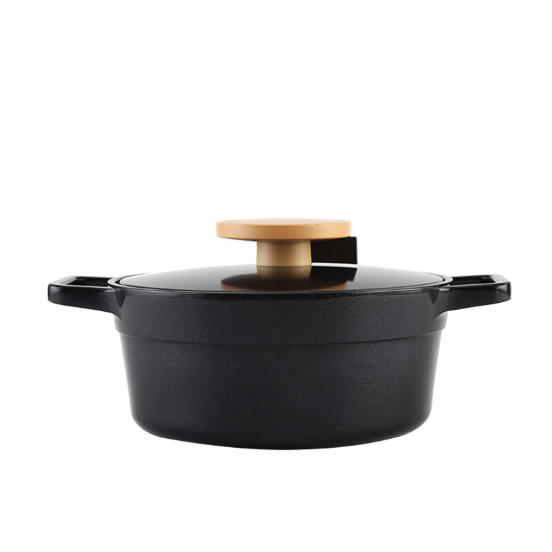 Lock & Lock ceramic soup pot non stick pot double ear stew pot double bottom soup pot 20cm bakelite handle anti scalding ljm202blk black