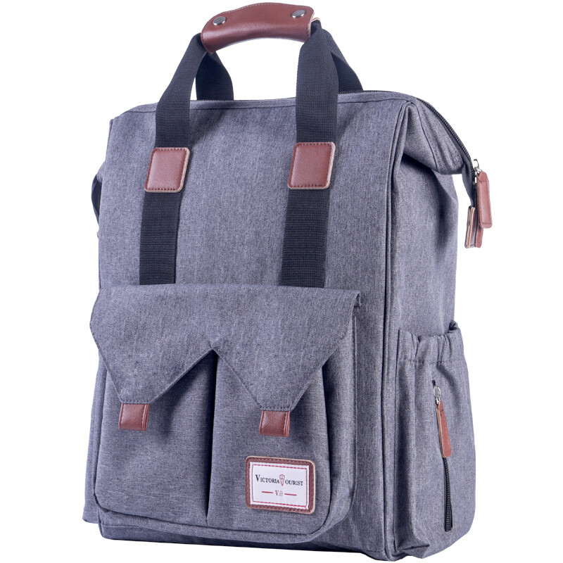 Victoria traveler backpack women's large capacity 15.6 inch computer bag traveling backpack couple schoolbag v8018 gray