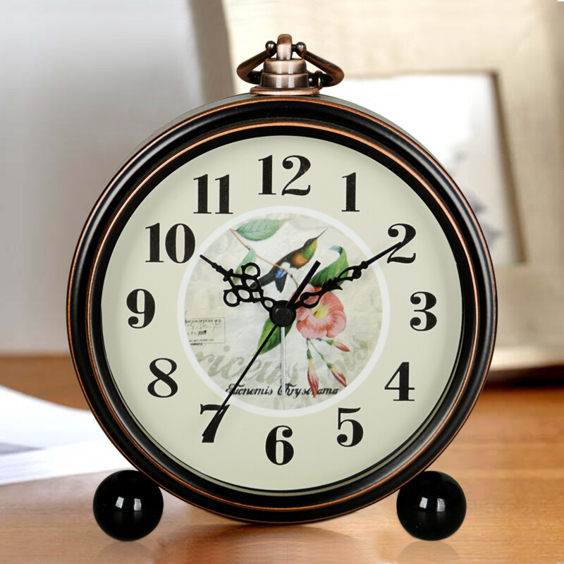 Hanse creative alarm clock mute personality bedside table clock desktop retro small desk clock European simple alarm clock bedroom student clock ha65 likes to go up the branches