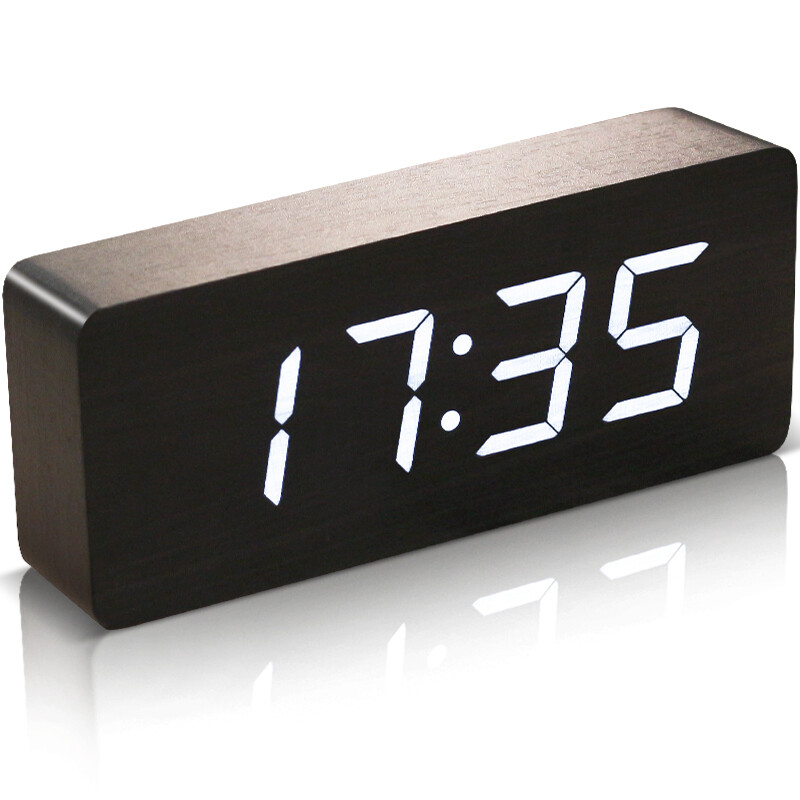 Maishi alarm clock creative children's large font electronic clock intelligent LED luminous student charging small alarm clock mute wood bedside clock dp-01 black wood white display plus new upgraded plug-in model