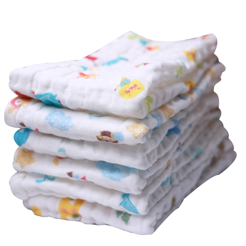 Xiqinbao 6-layer gauze baby towel newborn cotton face towel children's face towel baby bath towel saliva towel increased by 50 ×  26cm 4 Pack
