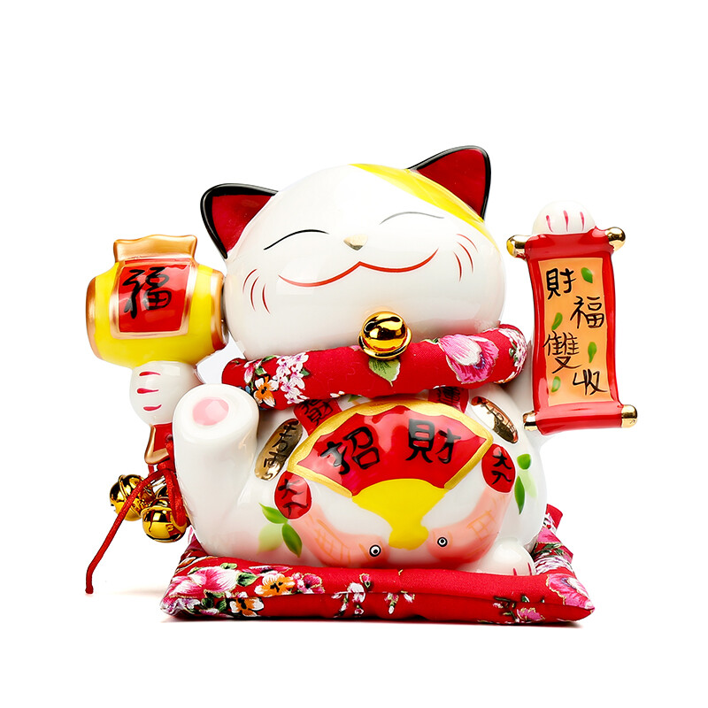 Bangu Boshan opening Zhaocai cat ornaments decorative ornaments ceramic savings cans creative opening gifts for store business opening gifts 7-inch Caifu double harvest
