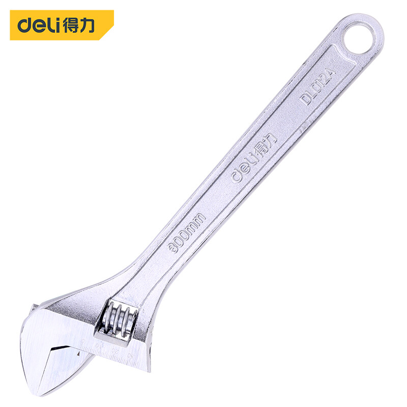 Deli multifunctional adjustable wrench open end adjustable wrench with smooth handle laser scale 12 inch dl012a