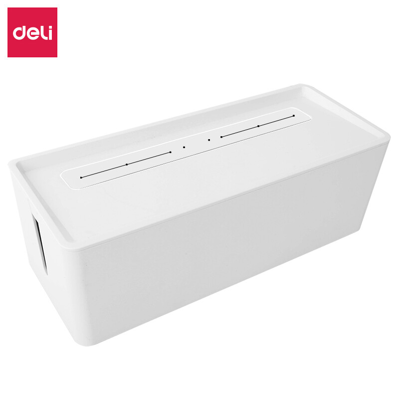 Deli row plug storage box wire storage box finishing box desktop notebook power cord socket plug board drag board hub 8906 snow white