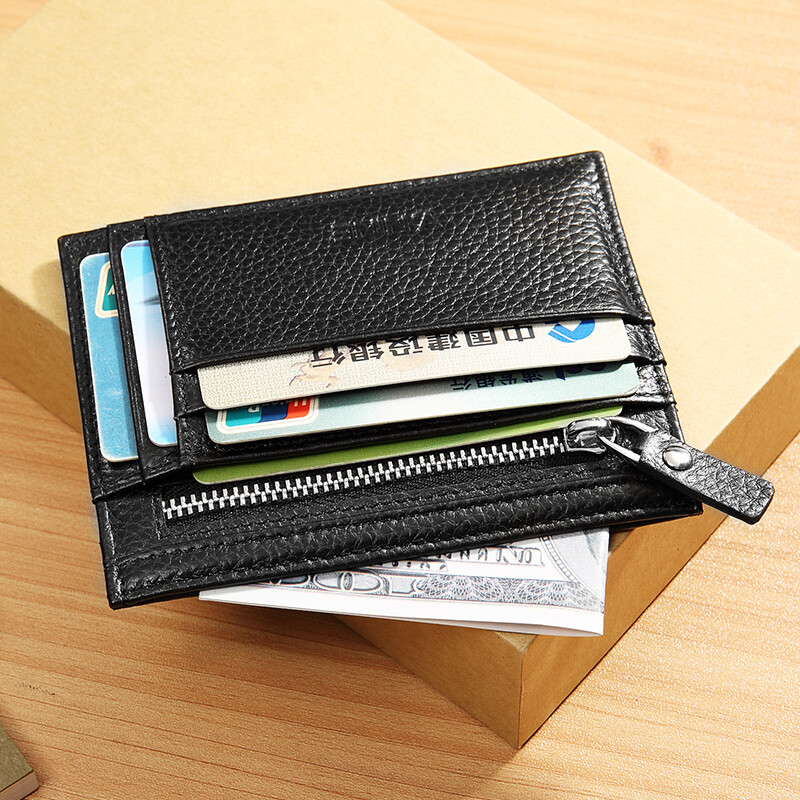 V.nine card bag top layer cowhide ultra-thin Mini multi card slot small card bag men's business card holder bank card holder card holder female driver's license cover vq7bv61927j black