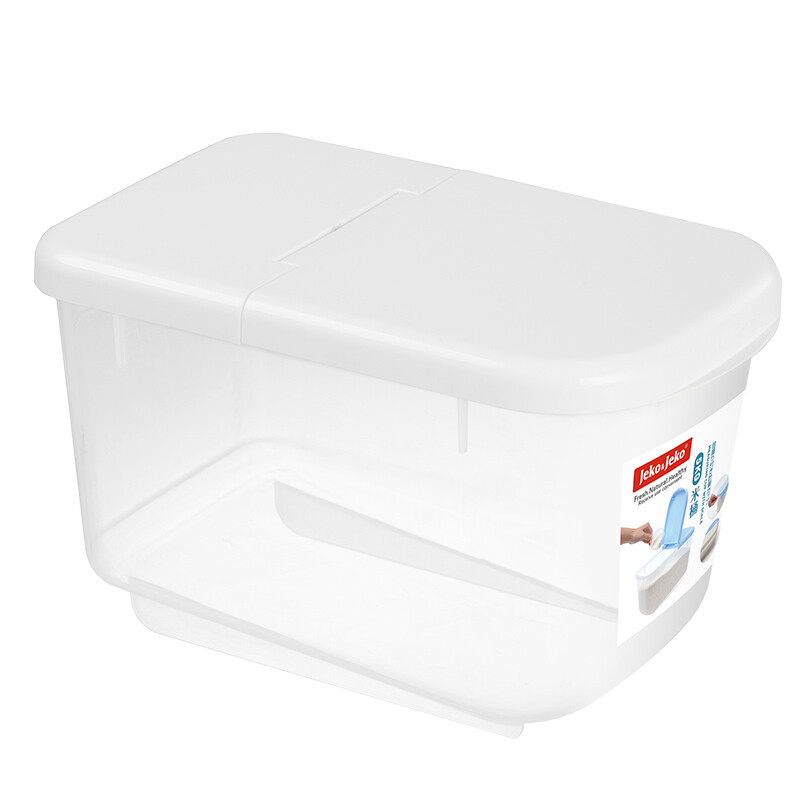 Jeko & jeko rice bucket household rice box 5kg insect proof rice jar kitchen transparent measuring cup rice storage bucket swb-5223 white