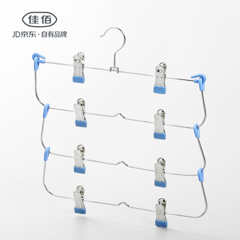Jiabai high manganese steel wire anti-skid dipping multi-functional adult clothes hanger folding skirt and pants clip single support 33cm shoulder width blue 2h006