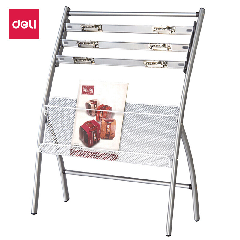 Deli four layer aluminum alloy clip newspaper rack newspaper rack magazine display rack 635 * 270 * 820mm 9301