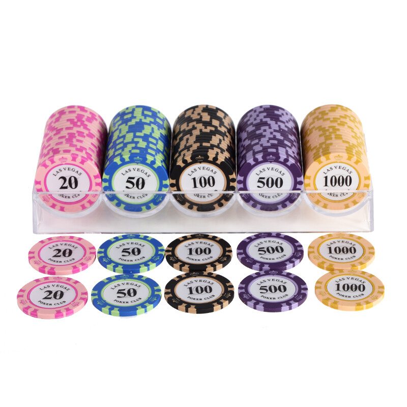 Shangke Chengpin Dezhou Poker Chip Coin Set baccarat two-color wheat chip coin 100 pieces + transparent plastic box