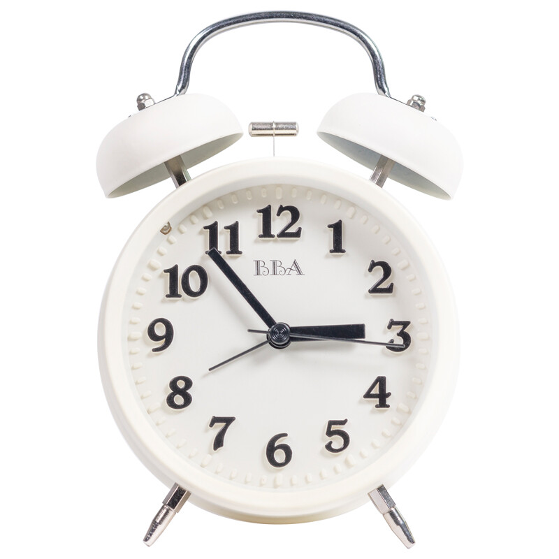BBA alarm clock mute quartz clock personality small alarm clock creative student children's alarm clock bedroom bedside night light ringing alarm clock t2839 white