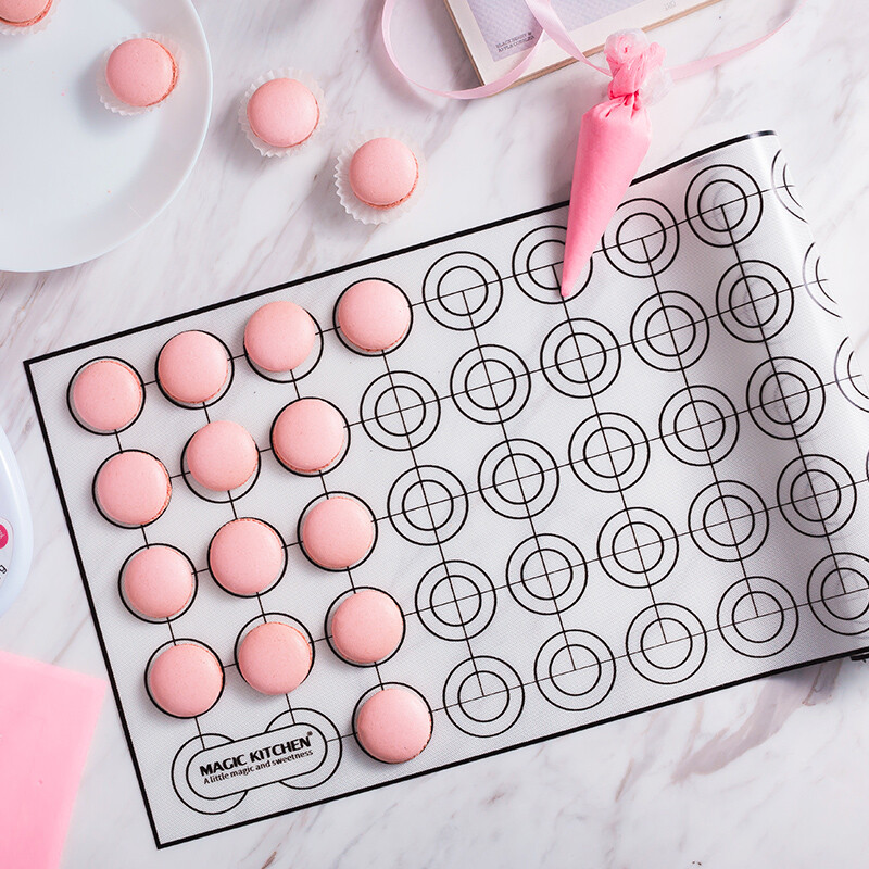 Magic kitchen can cut macarone silicone pad, high temperature resistant cookie pad, baking pan, multifunctional pad for oven, rectangular biscuit melting bean baking pad