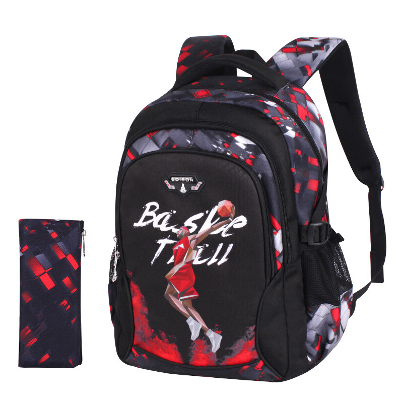 Edison schoolbag for primary school students grade 1-6 super light load reducing boys backpack for children aged 6-12 cool wear-resistant and dirt resistant backpack 991-8 James dunk large