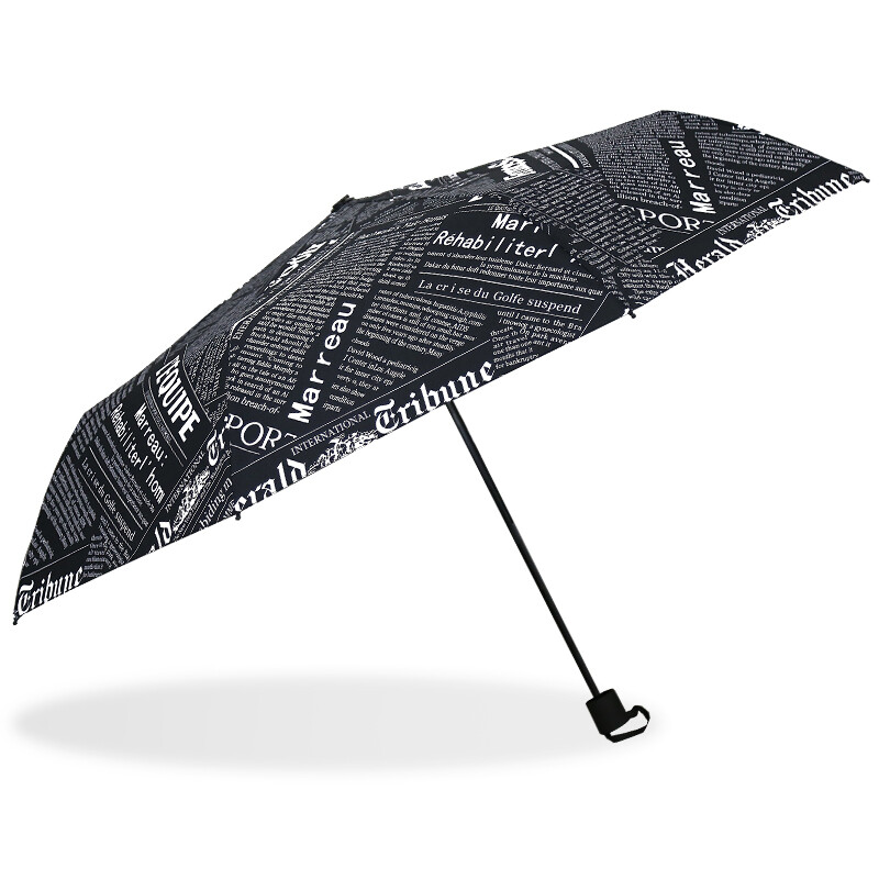 C'mon black newspaper manual three fold umbrella large umbrella men's folding business large three fold manual folding umbrella women