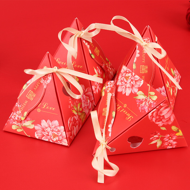 Extreme space (jdkj) western wedding candy box box candy box wedding supplies Wedding Candy Bag Red Triangle 50 Pack