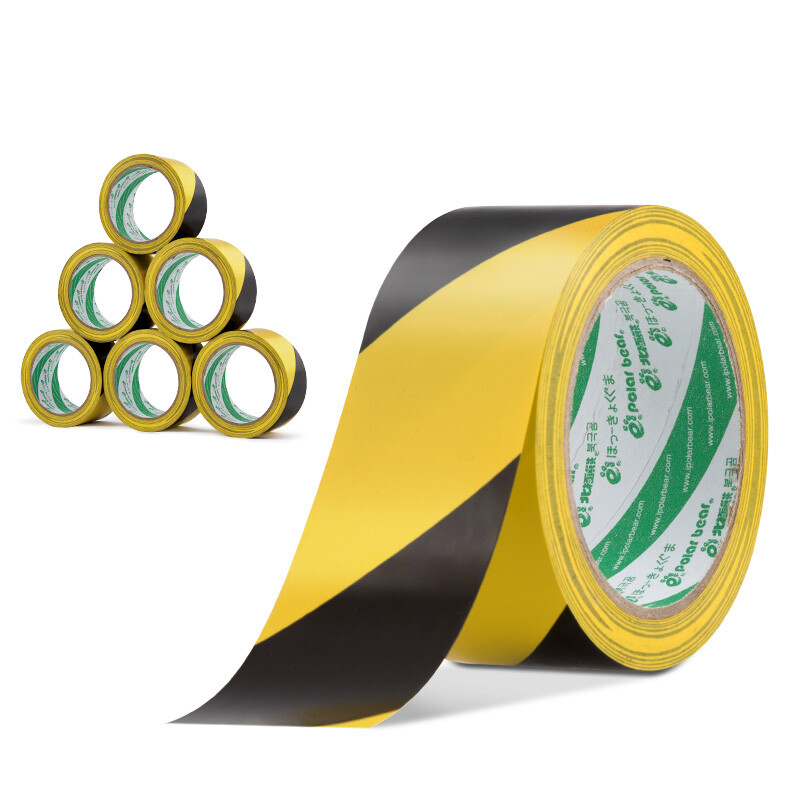 Polar bear 48mm * 25y 6 roll ground 5S positioning warning tape PVC warning tape yellow black pvc-049yb