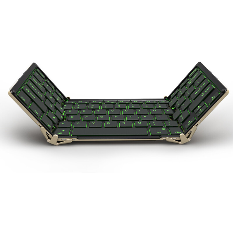 B. O.w hb099b wireless Bluetooth + USB wired three fold keyboard three color backlight black