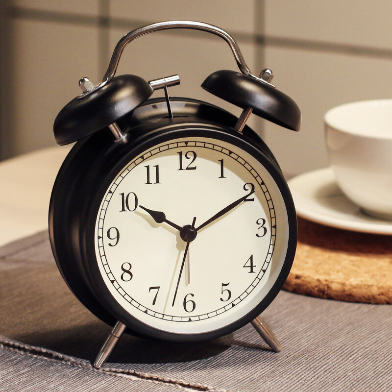Code Shi alarm clock creative children mute small alarm clock cartoon luminous student bedside clock mute mechanical quartz bell lazy alarm clock lt8640 cool black