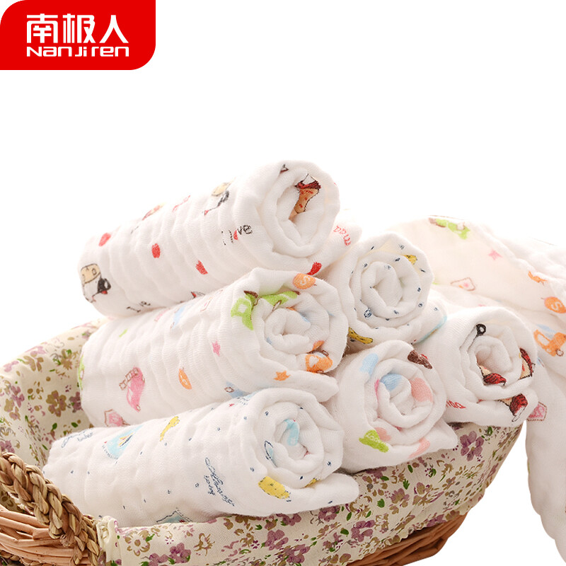 Nanjieren 3-Pack 6-layer gauze pure cotton saliva towel baby face towel small towel face towel square towel newborn children's handkerchief baby handkerchief washable 30 * 30