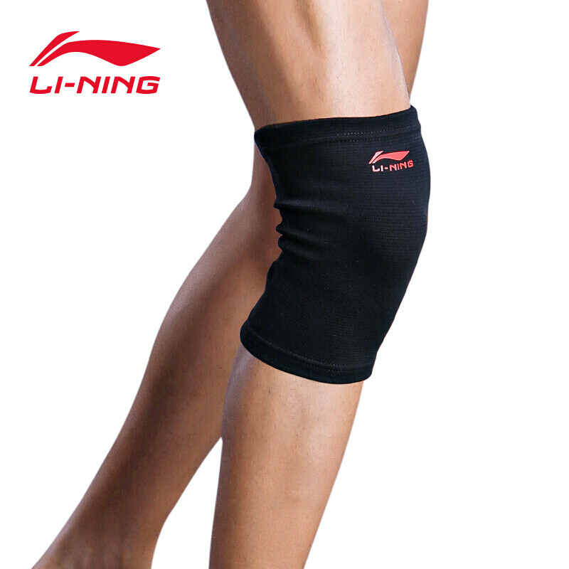 Li Ning Li-Ning sports knitted knee pads fitness elastic breathable knitted knee pads basket badminton running protective equipment aqah202 Single Pack Black L
