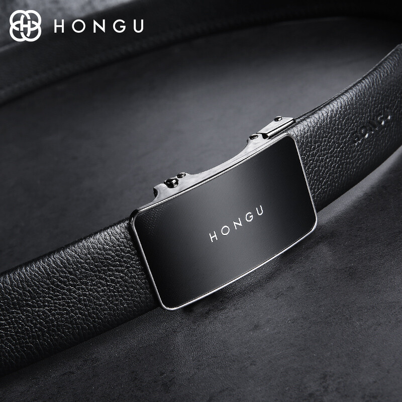 Red Valley belt men's Cowhide belt leisure business automatic buckle trouser belt fashion versatile h2110535 dark