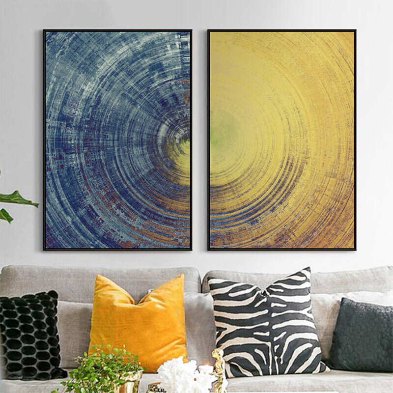 Two ink bucket fish decorative paintings 60 * 80 ring 3224 Nordic modern simple abstract bedroom study porch dining room sofa background wall decorative painting mural hanging painting