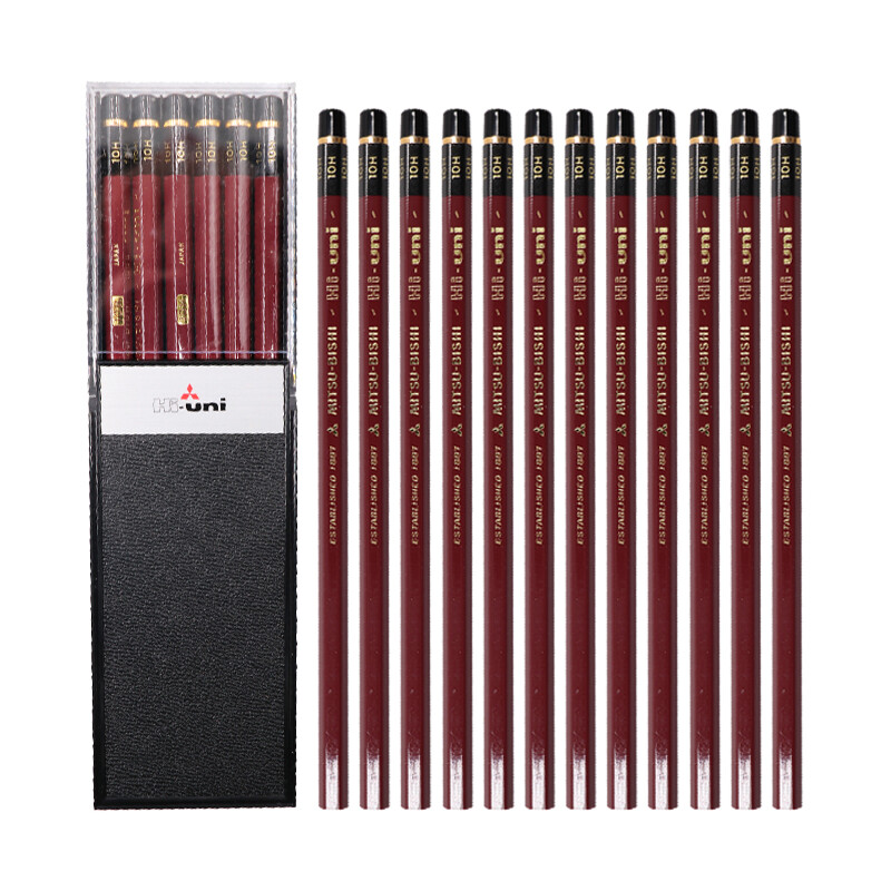 Japan Mitsubishi (UNI) sketch drawing pencil hardness test pencil hi uni wooden rod pencil 10h 12 Pack imported