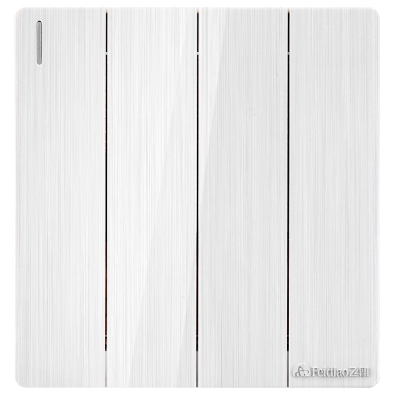 Feidiao switch socket Quad single gang switch panel power wall switch panel Quad single control / carved wire drawing white